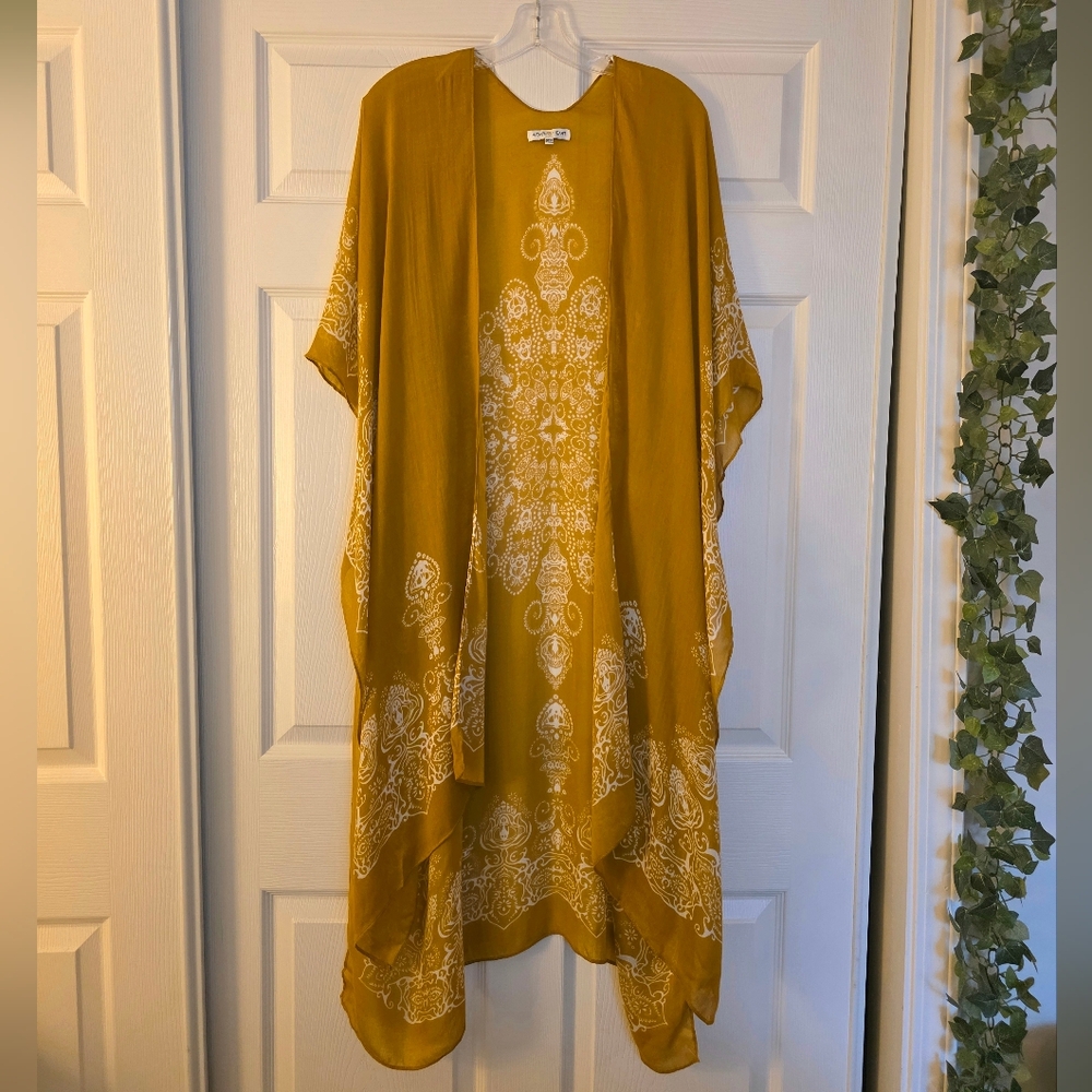 Mustard Yellow Kimono Swimsuit Coverup